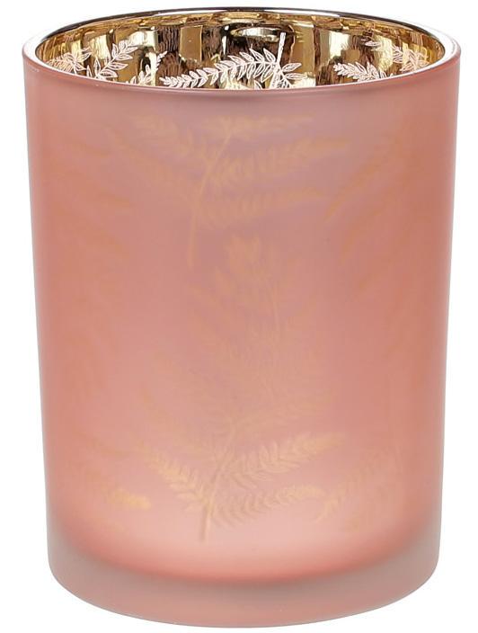 Свічник скляний Папороть 10х12.5 см Рожевий