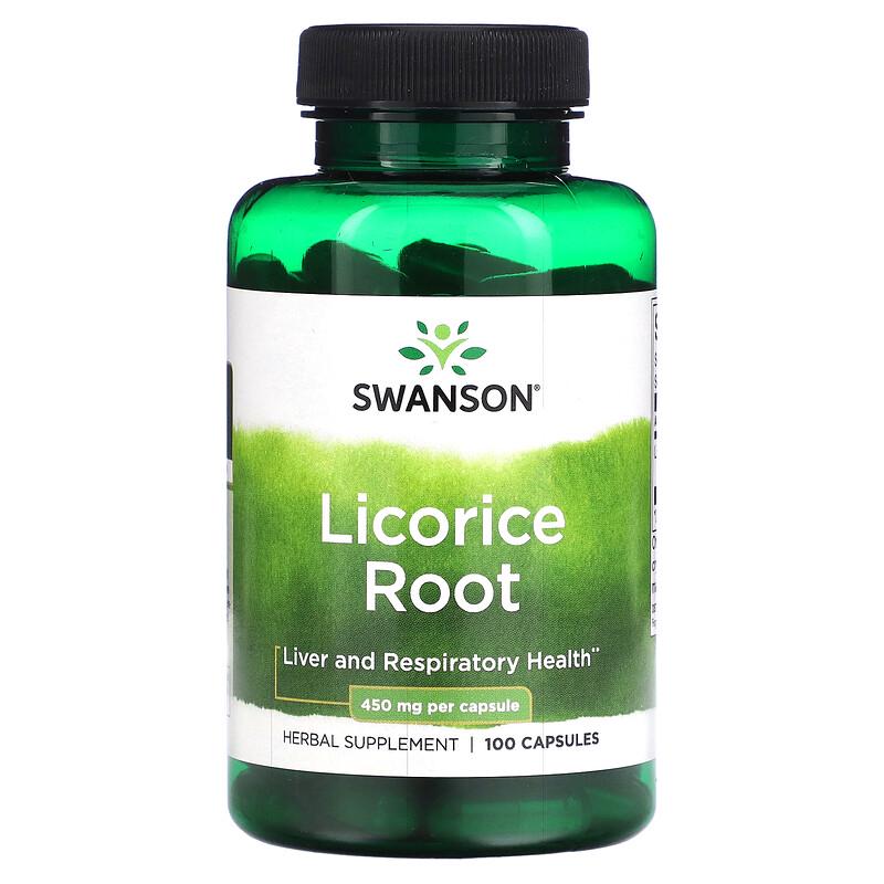 Корень солодки Swanson Licorice Root 450 mg 100 capsules