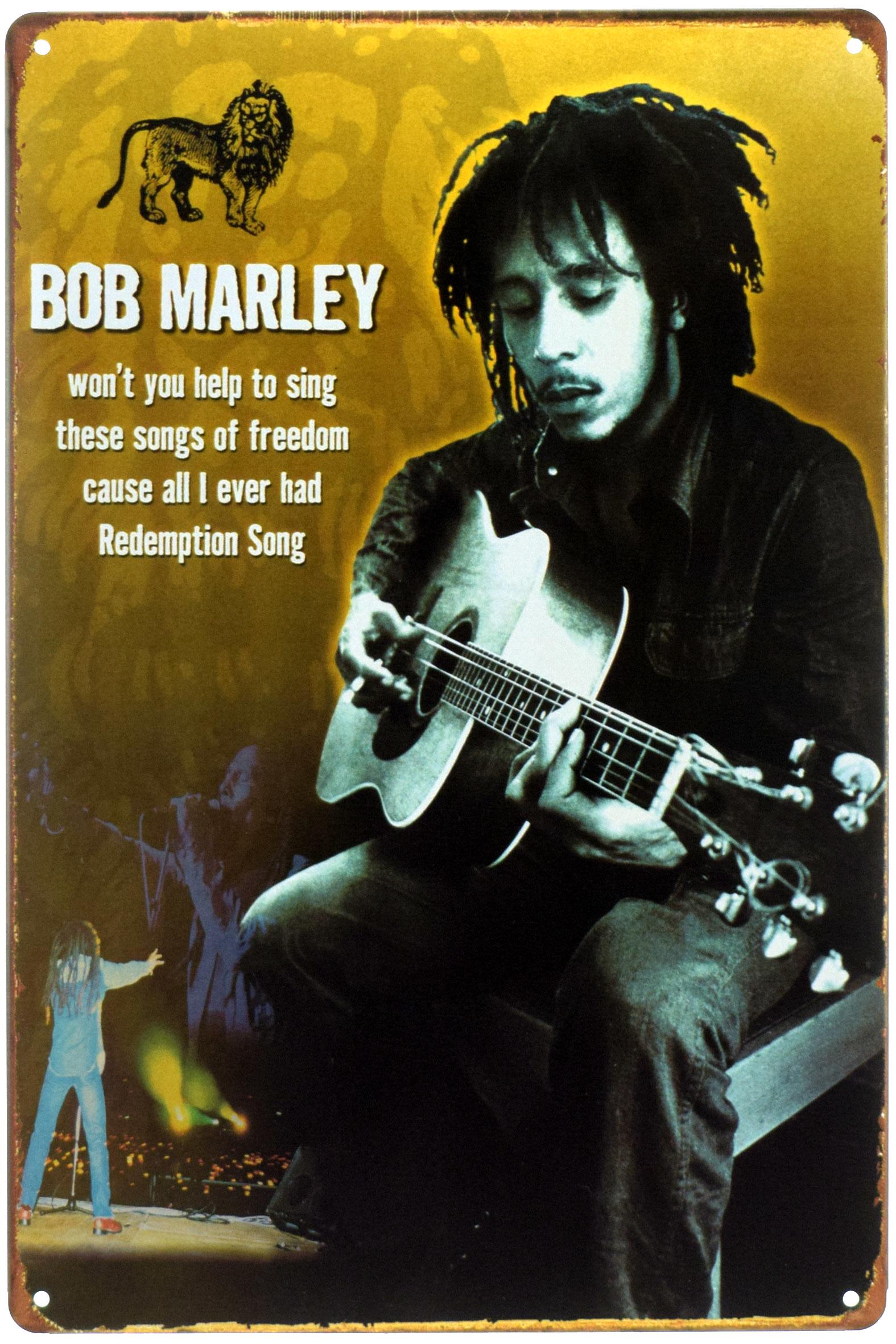Табличка металлическая Боб Марли Песня Искупления/Bob Marley Redemption Song 20x30 см