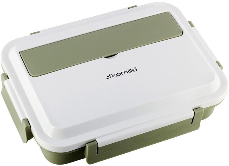 Ланч-бокс Kamille Snack на 4 секции пластик и нержавеющая сталь 1000 мл Зеленый