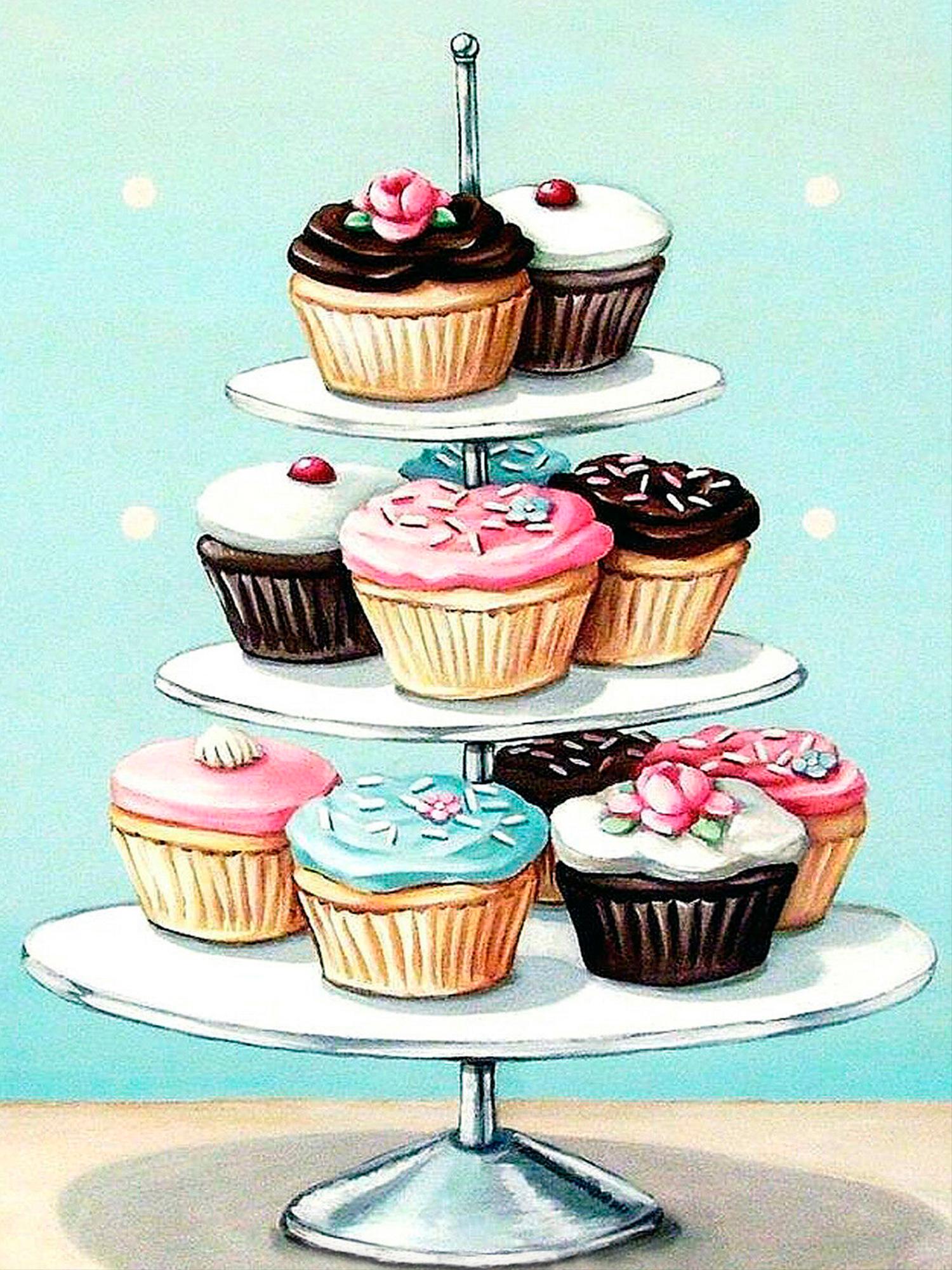 Алмазная мозаика на подрамнике Santi Маффины 30x40 см (Top-954359)