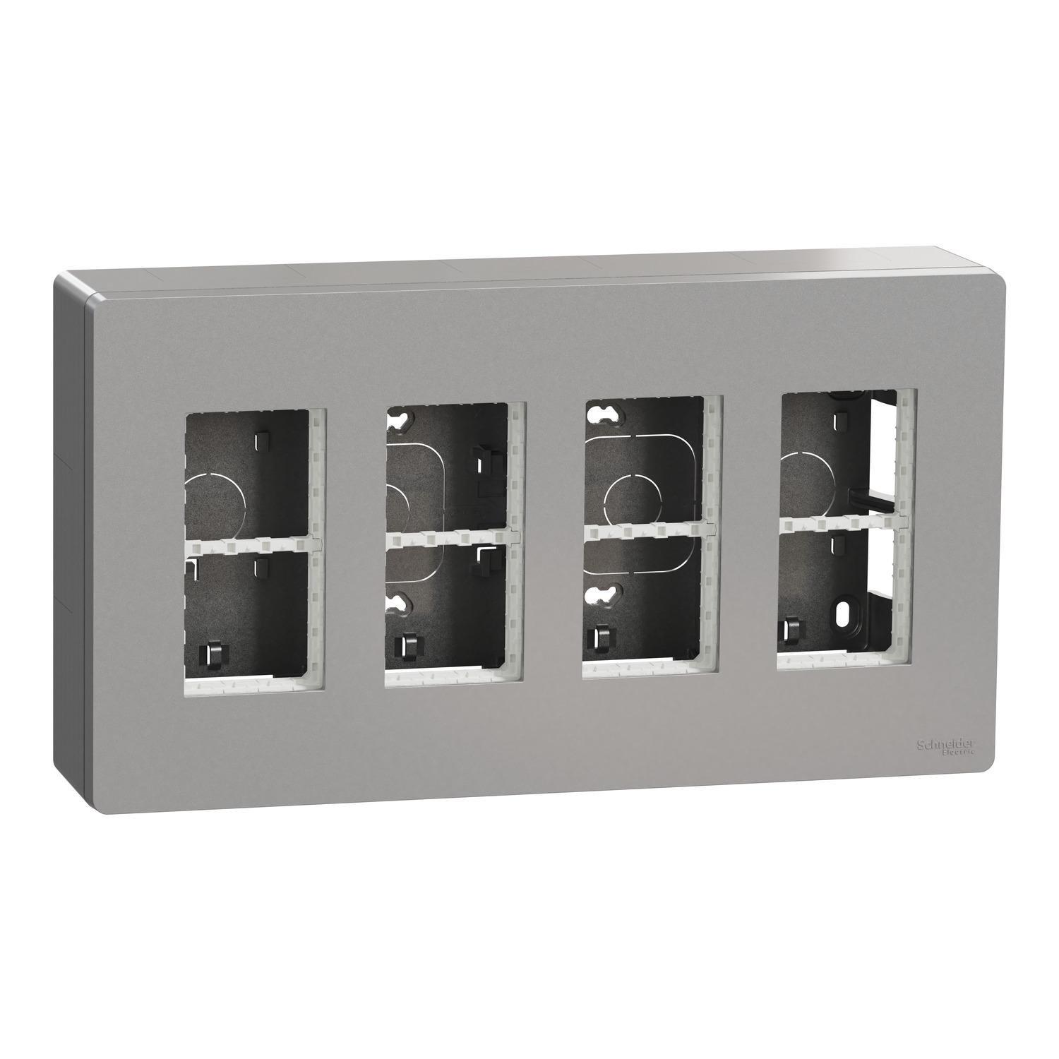 Блок Unica System+ открытая вставка 4х2 Алюминий (NU124430)