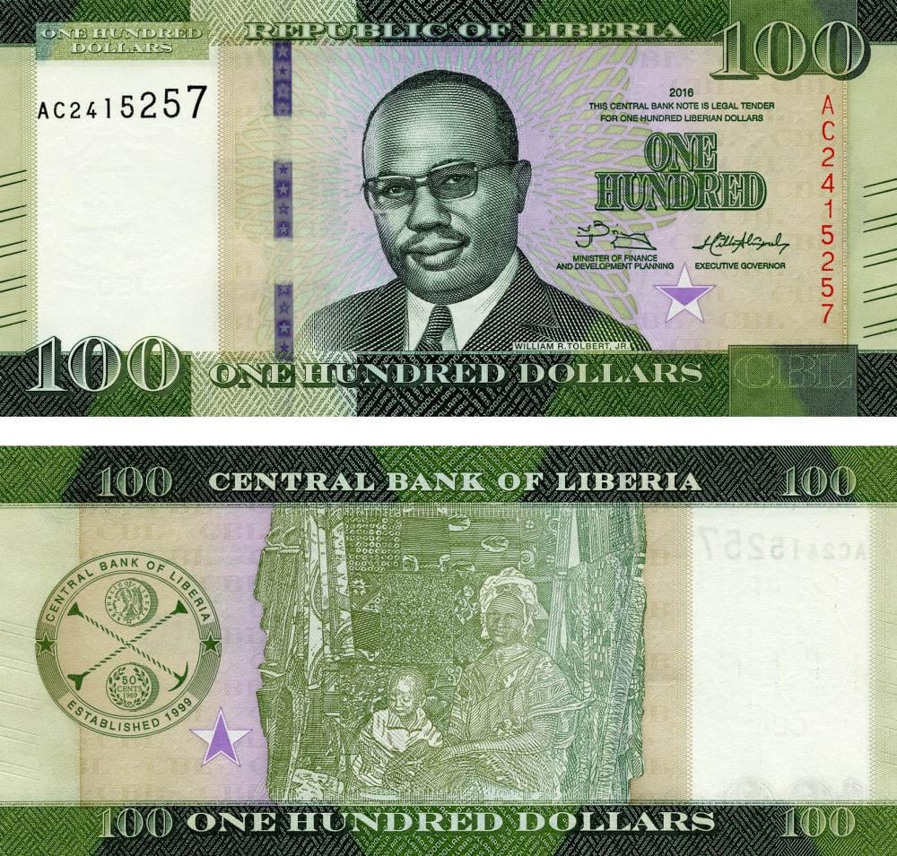 Коллекционная банкнота Либерия 100 долларов 2016 UNC P35 (Б12636)