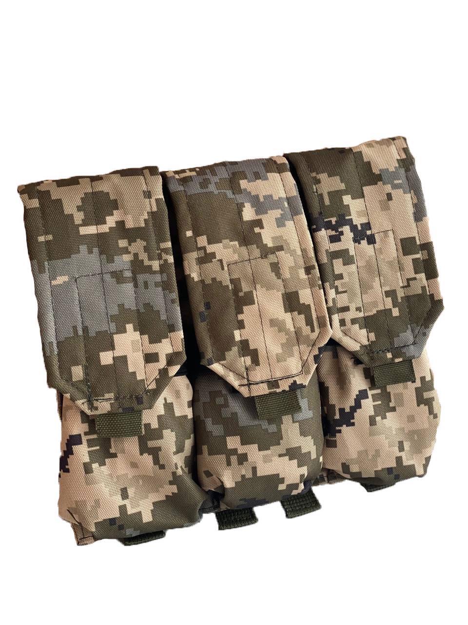 Подсумок тройной МК для магазинов АК закрытый с MOLLE на кнопках ММ-14 (3575931)