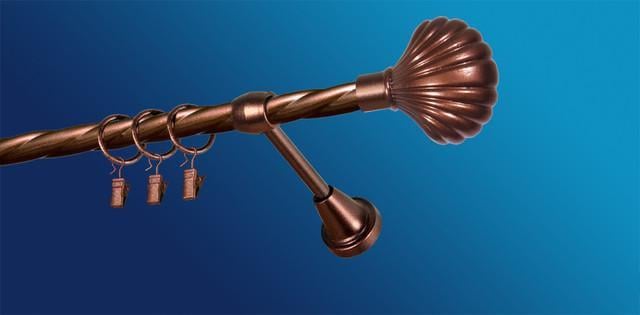 Карниз для штори Plastidea Мушля металевий кручений одинарний з прищіпками D 16 мм 160 см Мідь - фото 1 Карниз для штори Plastidea Мушля металевий кручений одинарний з прищіпками D 16 мм 160 см Мідь - фото 1