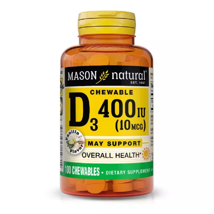 Витамин D 400 ME Mason Natural вкус ванили 100 жевательных таблеток (MAV15071)