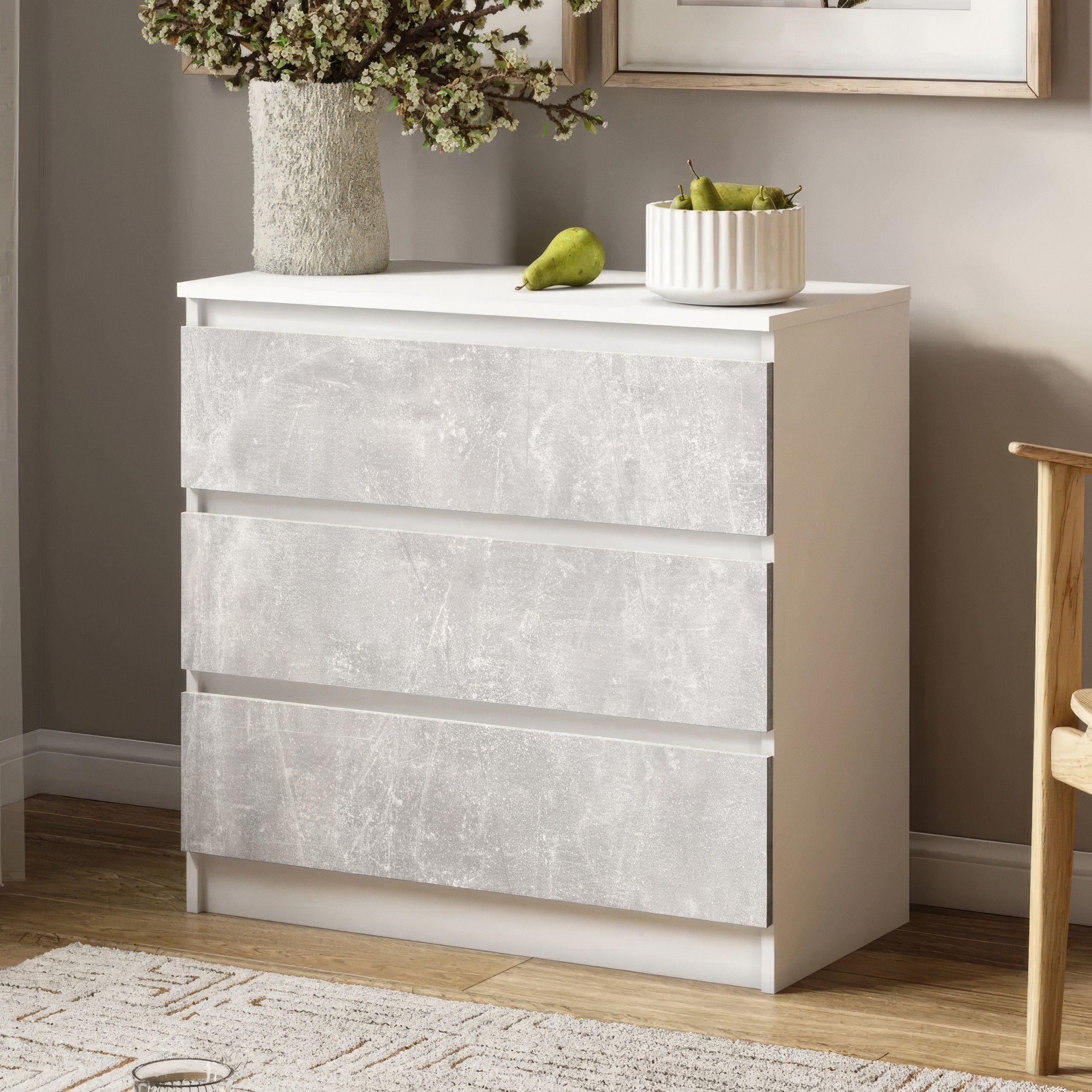 Комод FT/214 80x40x75,5 см Белый/Бетон (26407886)