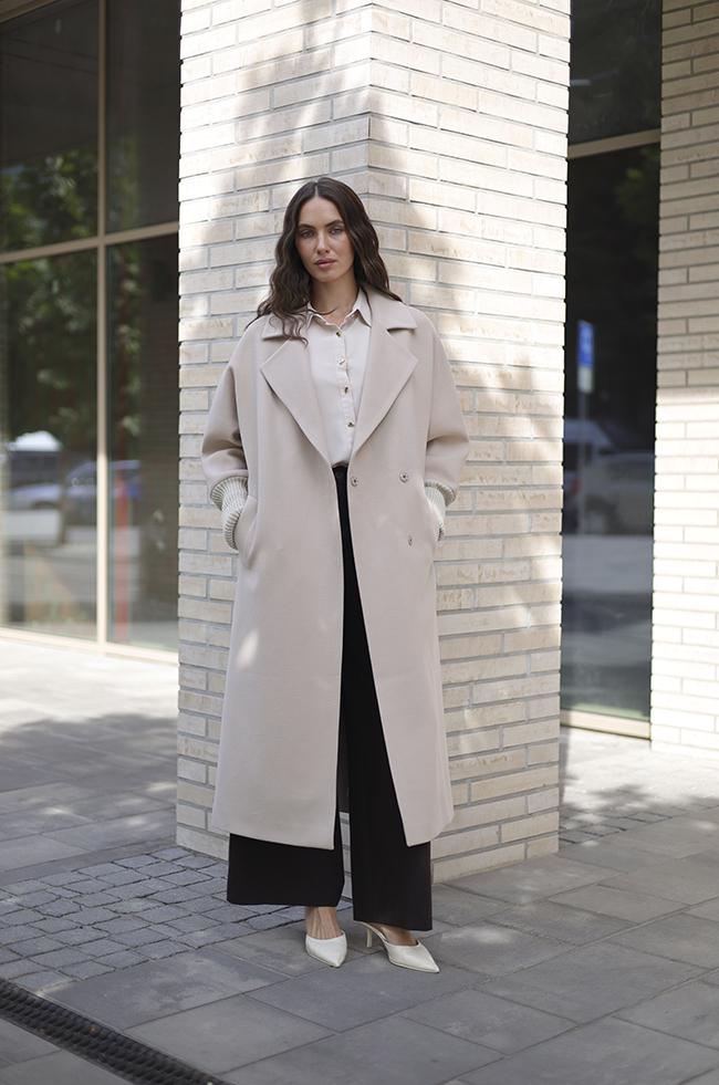 Пальто Lipar с вязаными рукавами р. 46 Бежевый (6314) - фото 4 Пальто Lipar с вязаными рукавами р. 46 Бежевый (6314) - фото 4