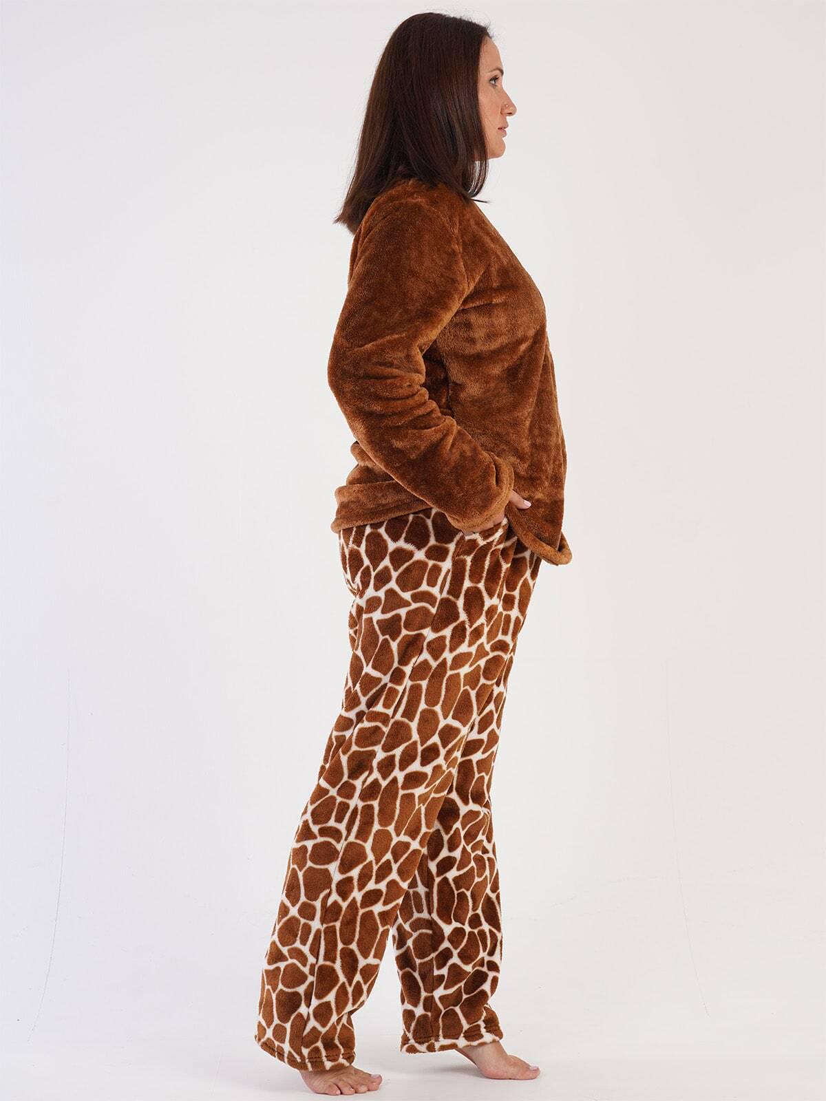 Пижама женская с брюками Vienetta Soft&Pure Welsoft 303071k теплая махровая 3XL Коричневый (30070925) - фото 2