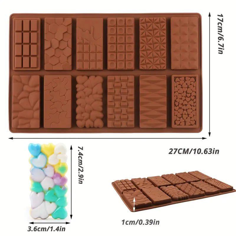 Форма для шоколаду D0966 міні плитки мікс силіконова 12 шт. (3437be63) - фото 4 Форма для шоколаду D0966 міні плитки мікс силіконова 12 шт. (3437be63) - фото 4