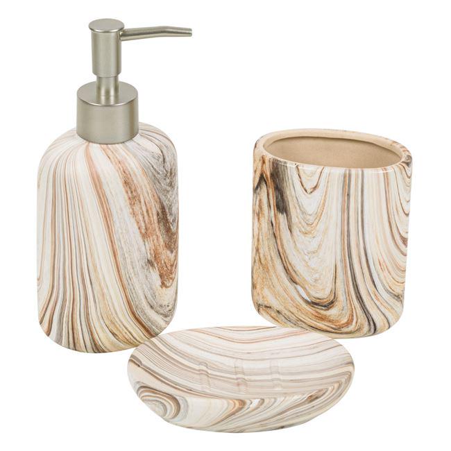 ᐉ  для ванной Ceramic Beige Brown Wood Look мыльница/дозатор .
