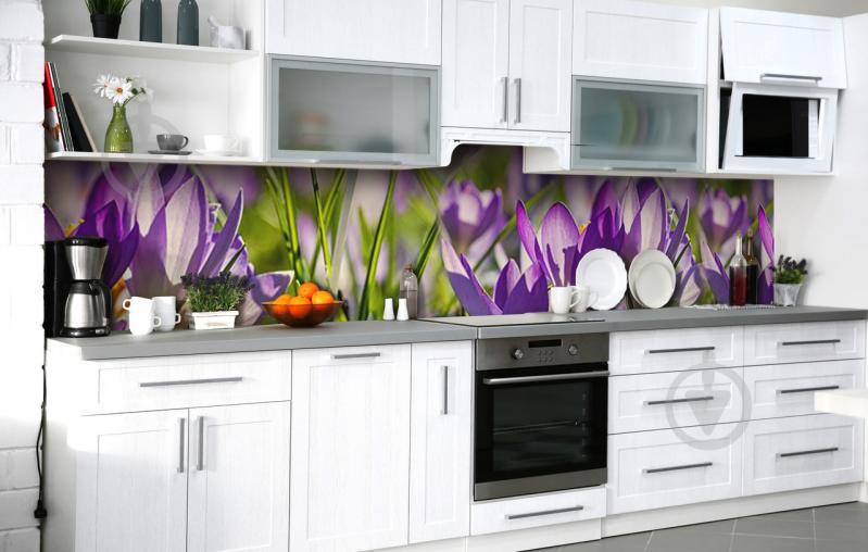 Скинали на кухню Zatarga «Бутоны шафрана» 600х2500 мм виниловая 3Д наклейка кухонный фартук самоклеящаяся