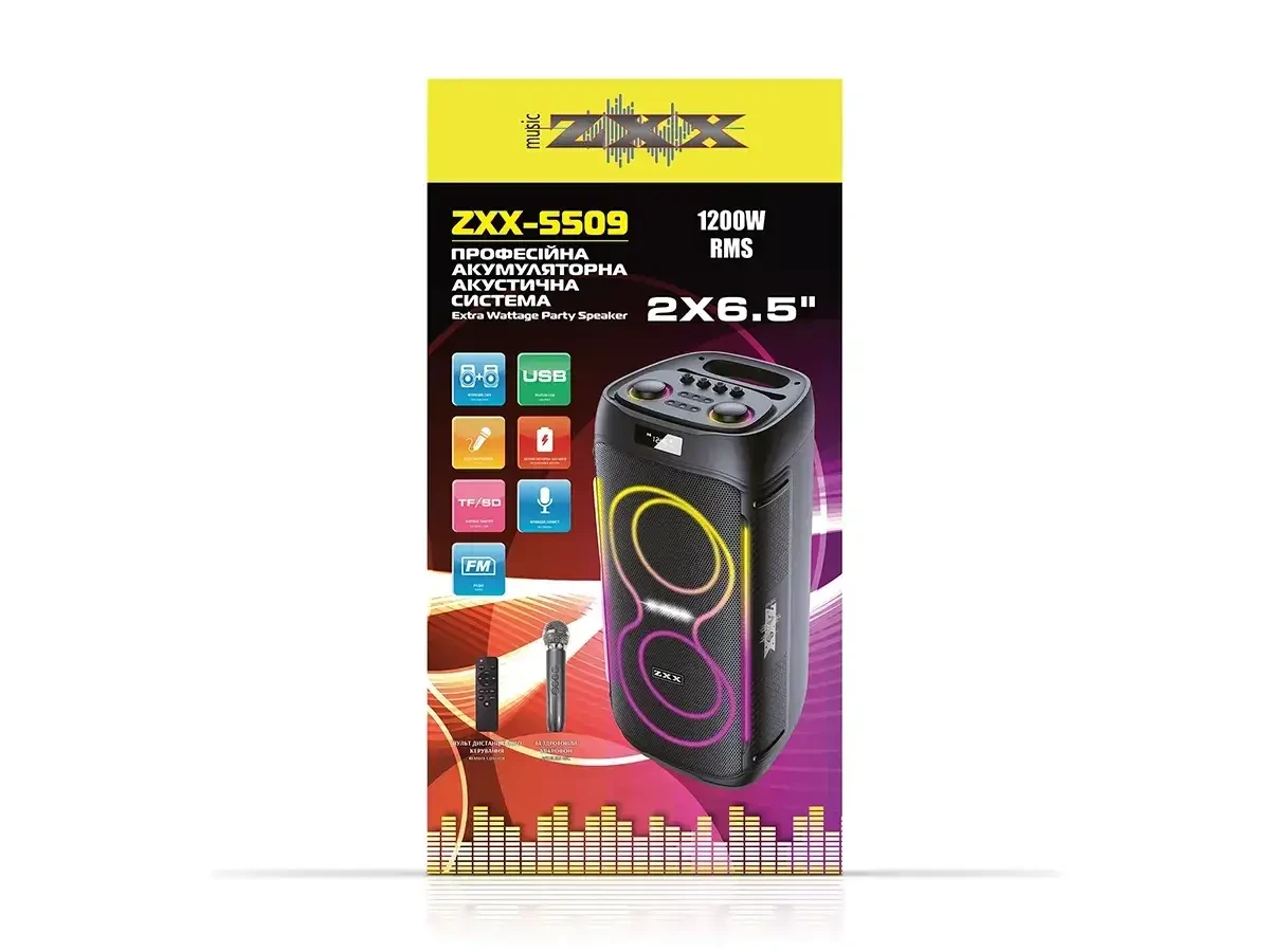 ᐉ Колонка акустическая ZXX-5509 на аккумуляторе с микрофоном 1200