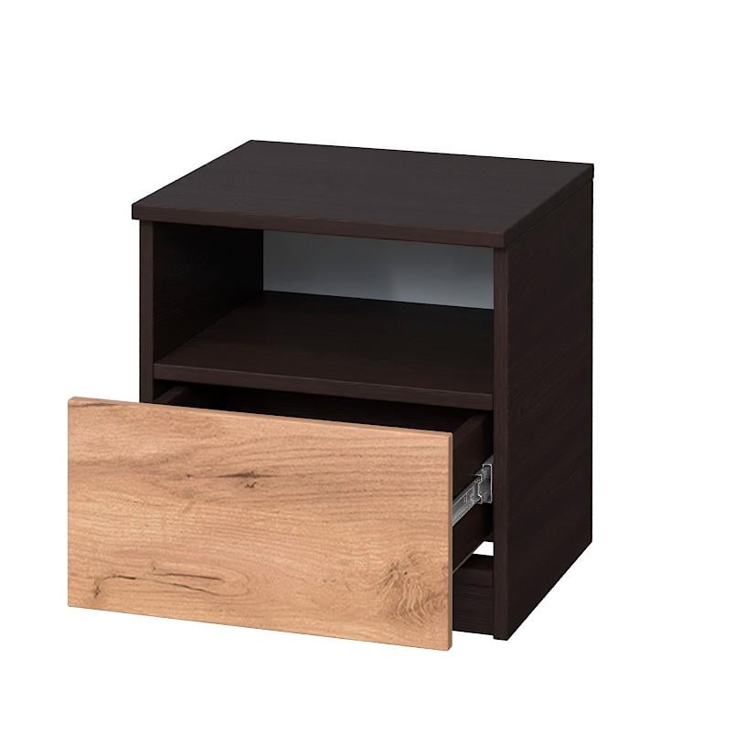 Тумба прикроватная Мастер Форм Брайт 1 ящик 40х37,6х40 мм Венге магия/Дуб крафт золотой - фото 2 Тумба прикроватная Мастер Форм Брайт 1 ящик 40х37,6х40 мм Венге магия/Дуб крафт золотой - фото 2