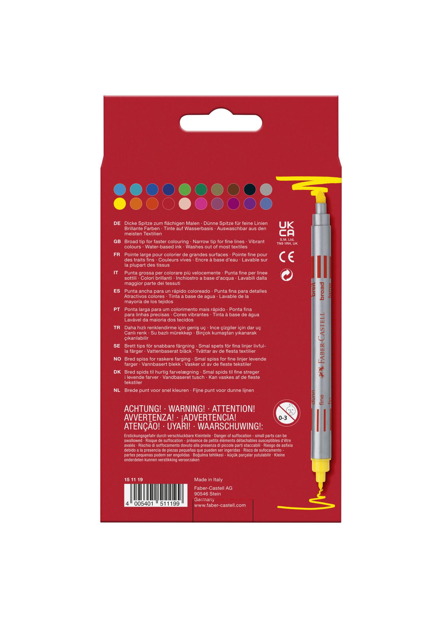 Фломастеры Faber-Castell Fibre-Tip двухсторонние 20 цветов (151119) - фото 2