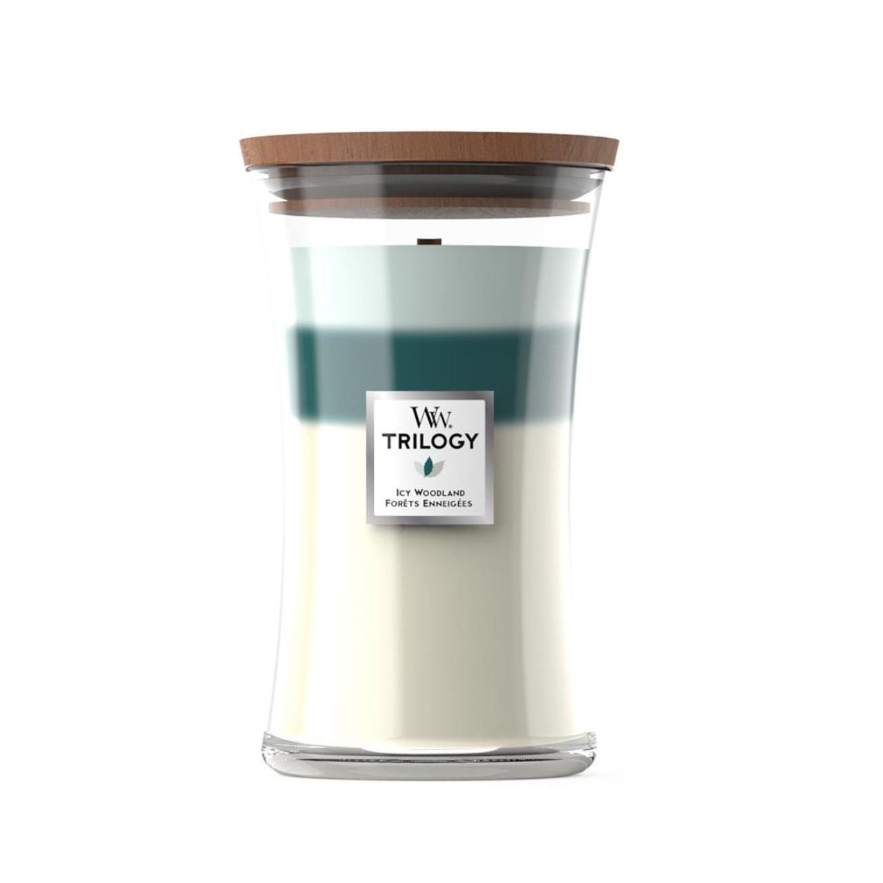 Ароматическая свеча Woodwick Large Icy Woodland с древесными нотами (5038581142029)