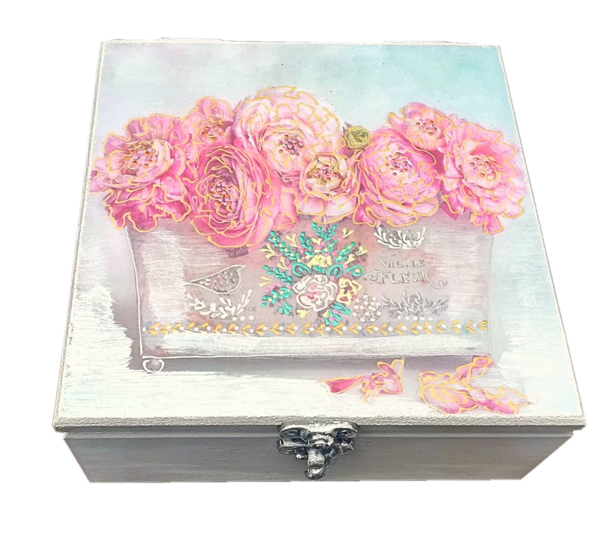 Шкатулка для украшений Okl Ручная роспись 15х15х5 см Разноцветный (1578500)