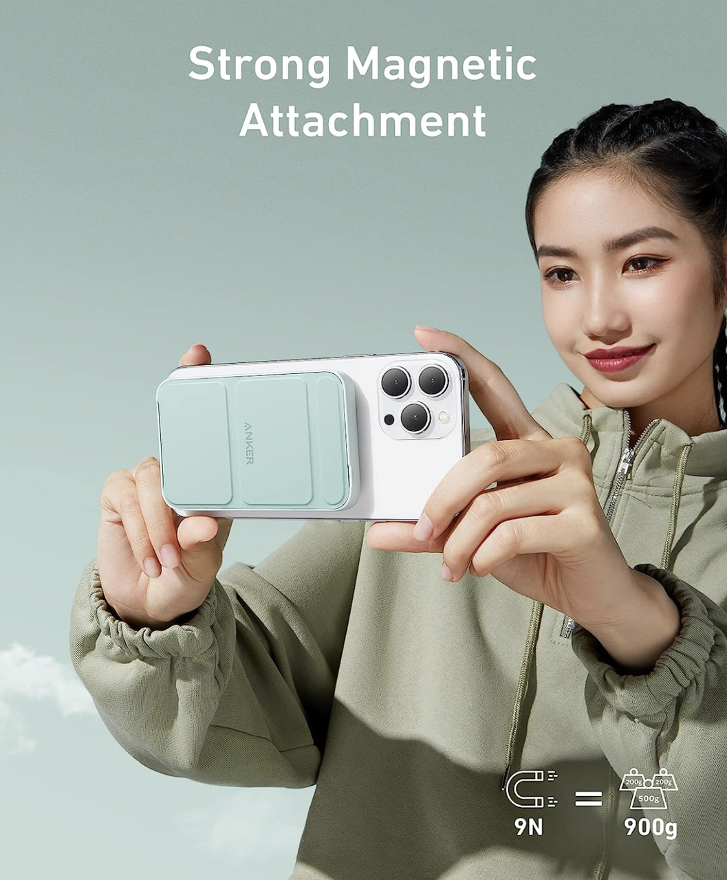 Повербанк з підставкою Anker 622 Magnetic Magsafe iPhone 16/16 Pro/16 Pro Max iPhone 15/14/13/12 Series 5000 mAh Green (2083974091) - фото 3