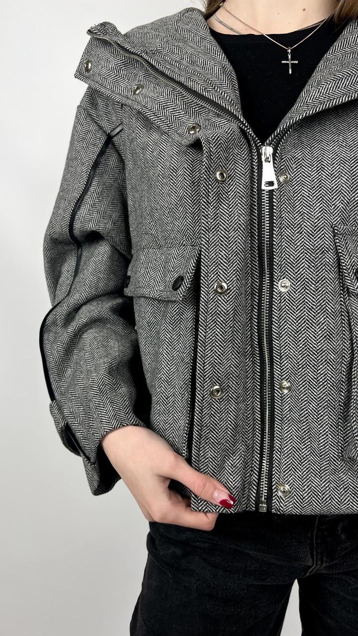 Куртка женская зимняя р. 46 Черный/Серый (#2721-06) - фото 4