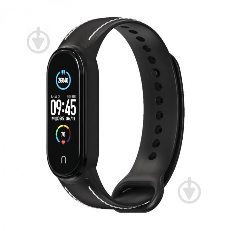 Ремешок для Xiaomi Mi Band 5 | 6 силикон + кожа MiJobs Черный (1540701) Ремешок для Xiaomi Mi Band 5 | 6 силикон + кожа MiJobs Черный (1540701)