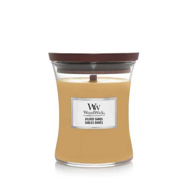 Свеча ароматическая Woodwick Medium Gilded Sands с ароматом инжира и гваякового дерева 275 г (5038581162478)