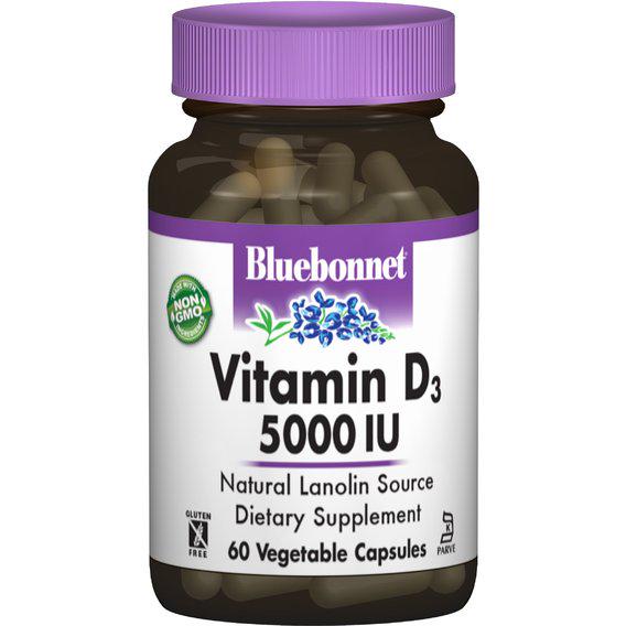 Вітамін D Bluebonnet Nutrition Vitamin D3 5000 IU 60 Veg Caps (BLB0368)