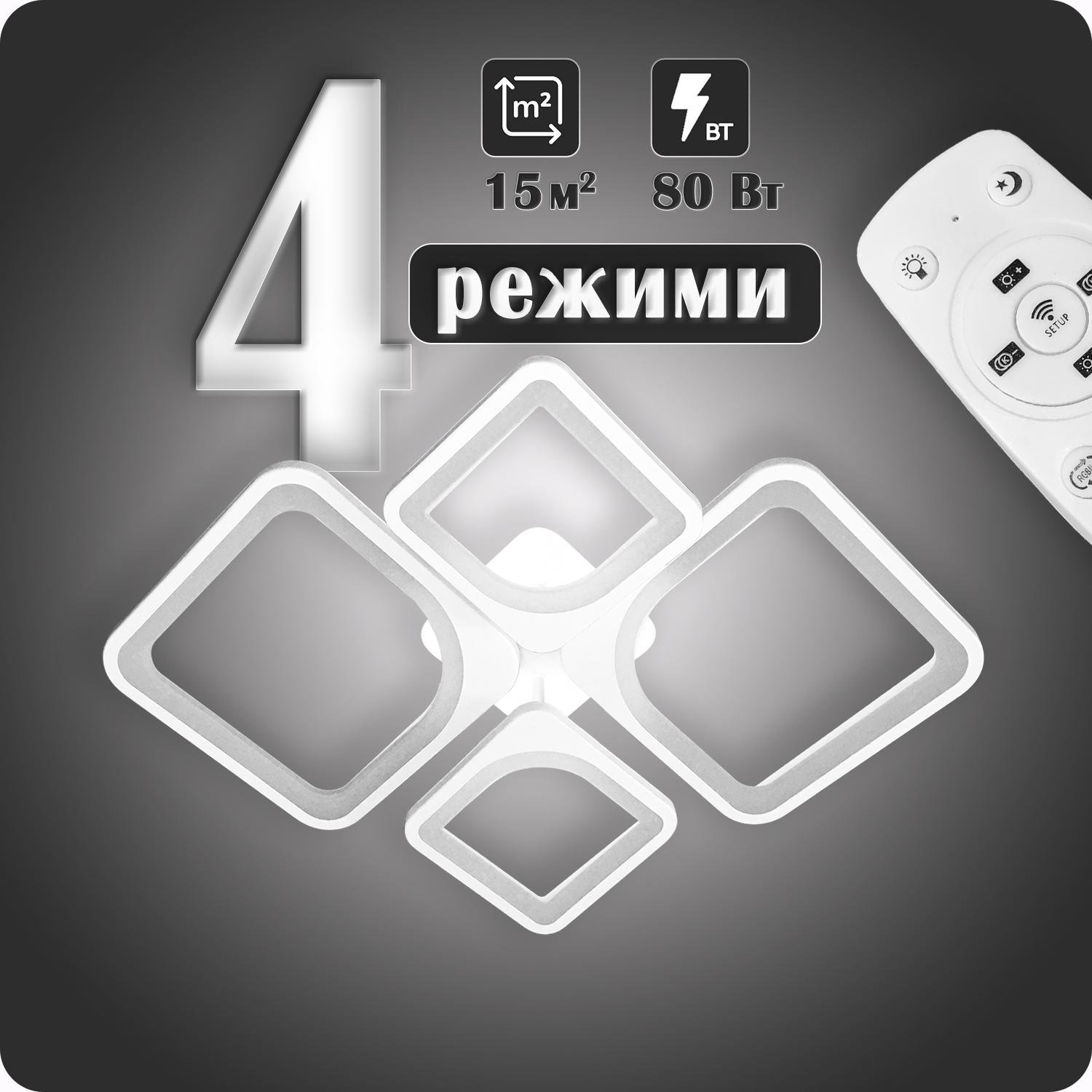 Люстра світлодіодна 517 Dlight з пультом 80 Вт Білий (02028) - фото 4