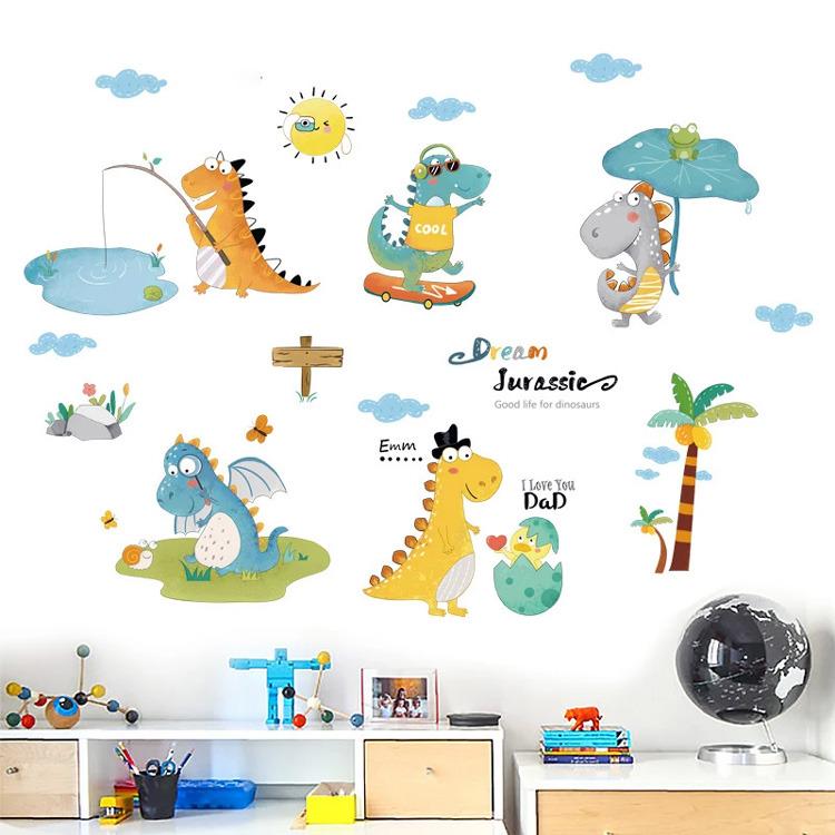 Набір вінілових наліпок Динозаври на відпочинку в дитячу кімнату на стіну для хлопчиків і дівчаток 30х90 см - фото 2 Набір вінілових наліпок Динозаври на відпочинку в дитячу кімнату на стіну для хлопчиків і дівчаток 30х90 см - фото 2