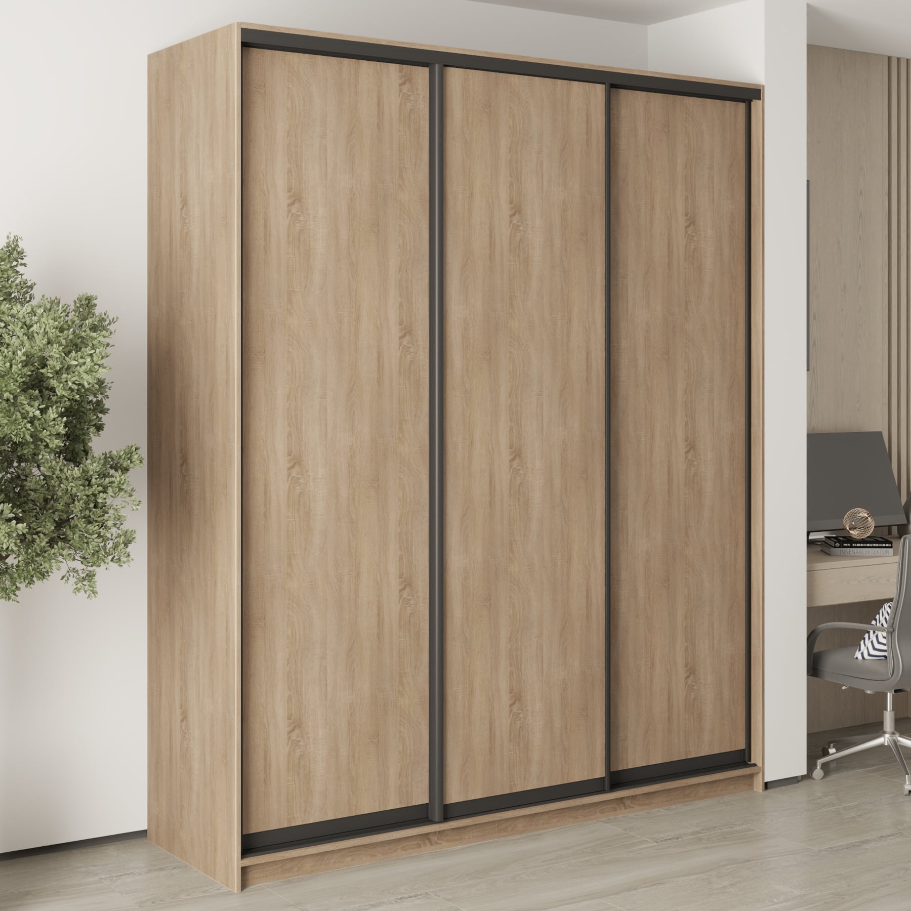 Шкаф-купе трехдверный Mebel Star Стандарт BG MBS-8570 200х45х240 см Дуб сонома (1007981) - фото 1