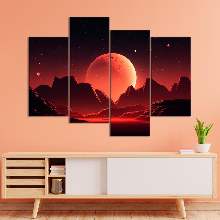 Картина космос Красный пейзаж планеты 89x56 см (A1296-4)