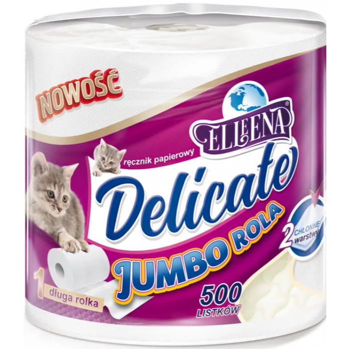 Бумажные полотенца Delicate Jumbo 2-х шаровые 500 отрывов (141058)