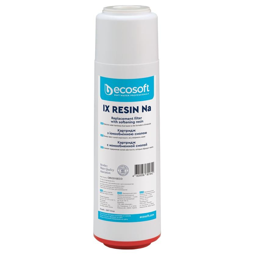 Картридж пом'якшувальний Ecosoft SlimLine 10" 2,5"х10" 64х254 мм (CMV2510ECO) Картридж пом'якшувальний Ecosoft SlimLine 10" 2,5"х10" 64х254 мм (CMV2510ECO)