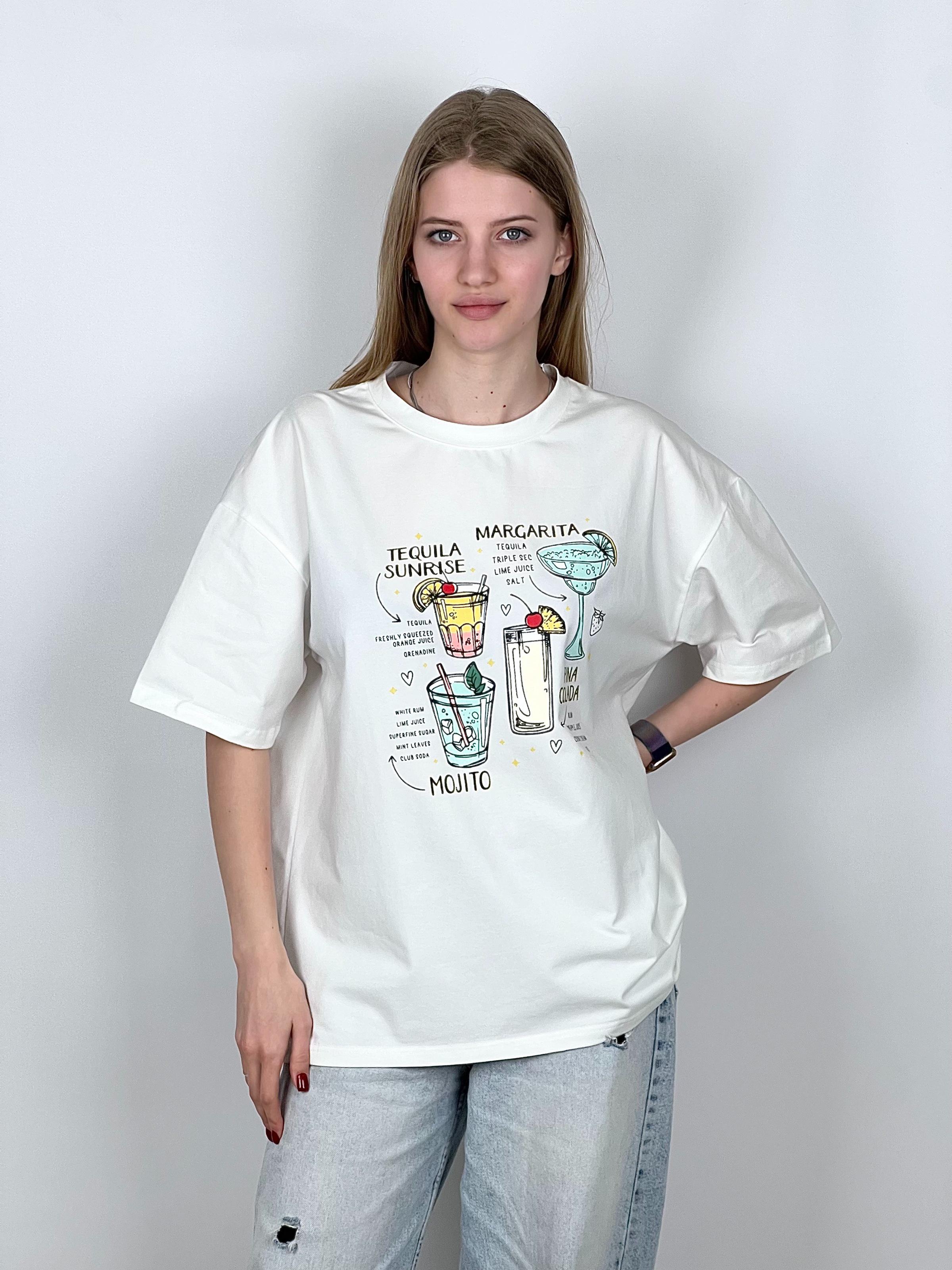 Футболка женская Коктейли OS Серый (#25163-01) - фото 4
