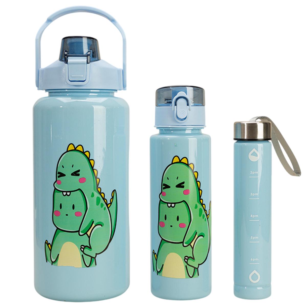 Набор бутылок для воды Динозавр 300/700/2000 мл Синий (HPZSB120013BL) - фото 1 Набор бутылок для воды Динозавр 300/700/2000 мл Синий (HPZSB120013BL) - фото 1