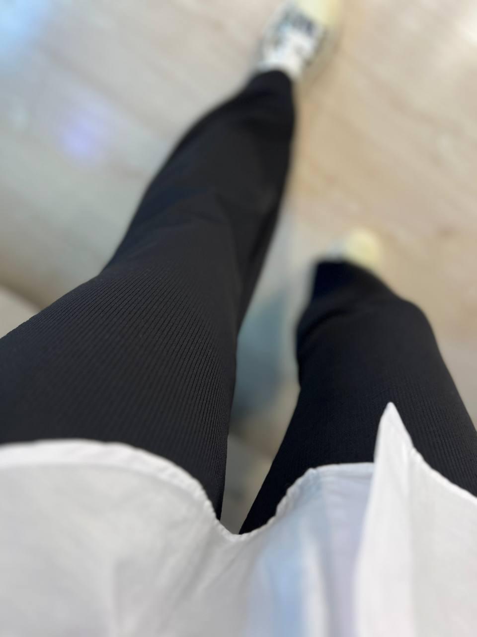 Лосини жіночі INCEBELLI 4188 кльош рубчик широкий пояс L Чорний (1309) - фото 8