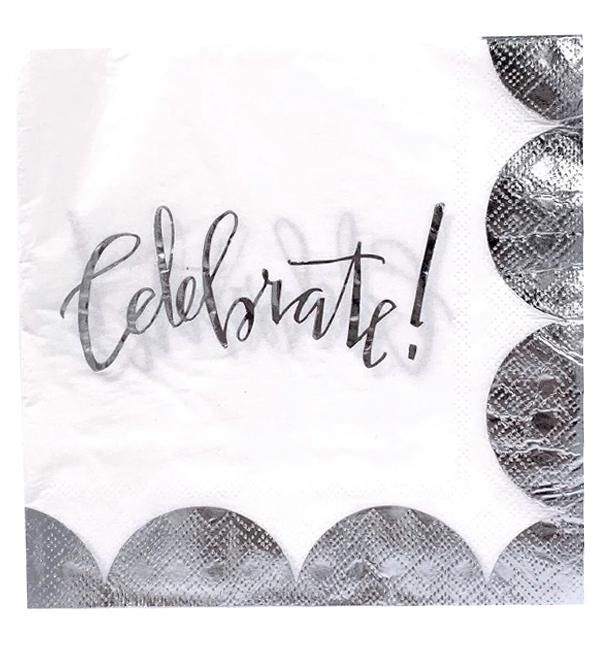 Салфетки праздничные Celebrate 20 шт. 33х33 см Silver (51177)