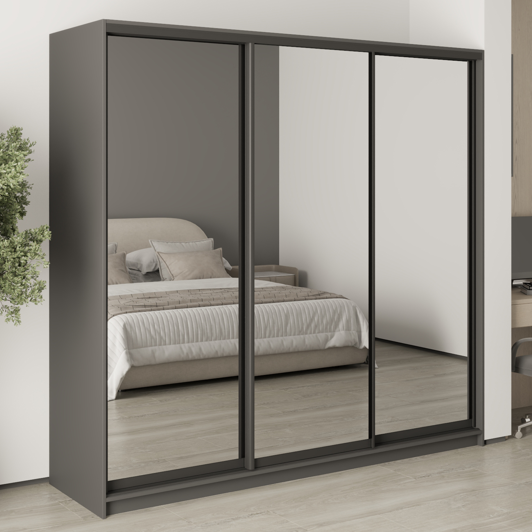 Шафа-купе тридверна Mebel Star Комбо BG MBS-9262 220х60х210 см Антрацит (1009251)