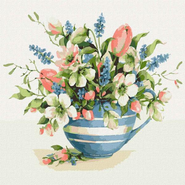 Картина по номерам Идейка Цветы Весенняя композиция 30х30 см в термопакете (KHO3184)