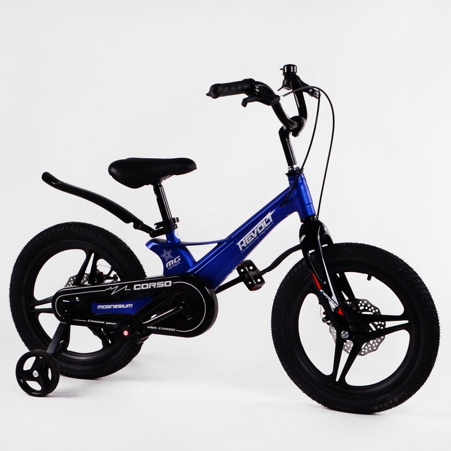 Детский велосипед 16’’ Corso Revolt магниевая рама дисковые тормоза Dark blue (113878)