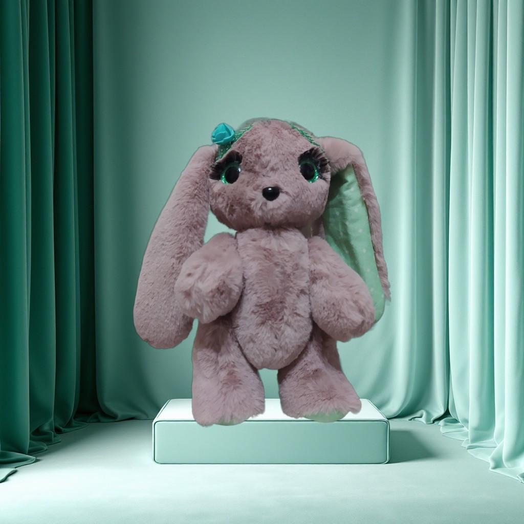 М'яка іграшка Зайчик 25 см Рожевий/Зелений (02934)