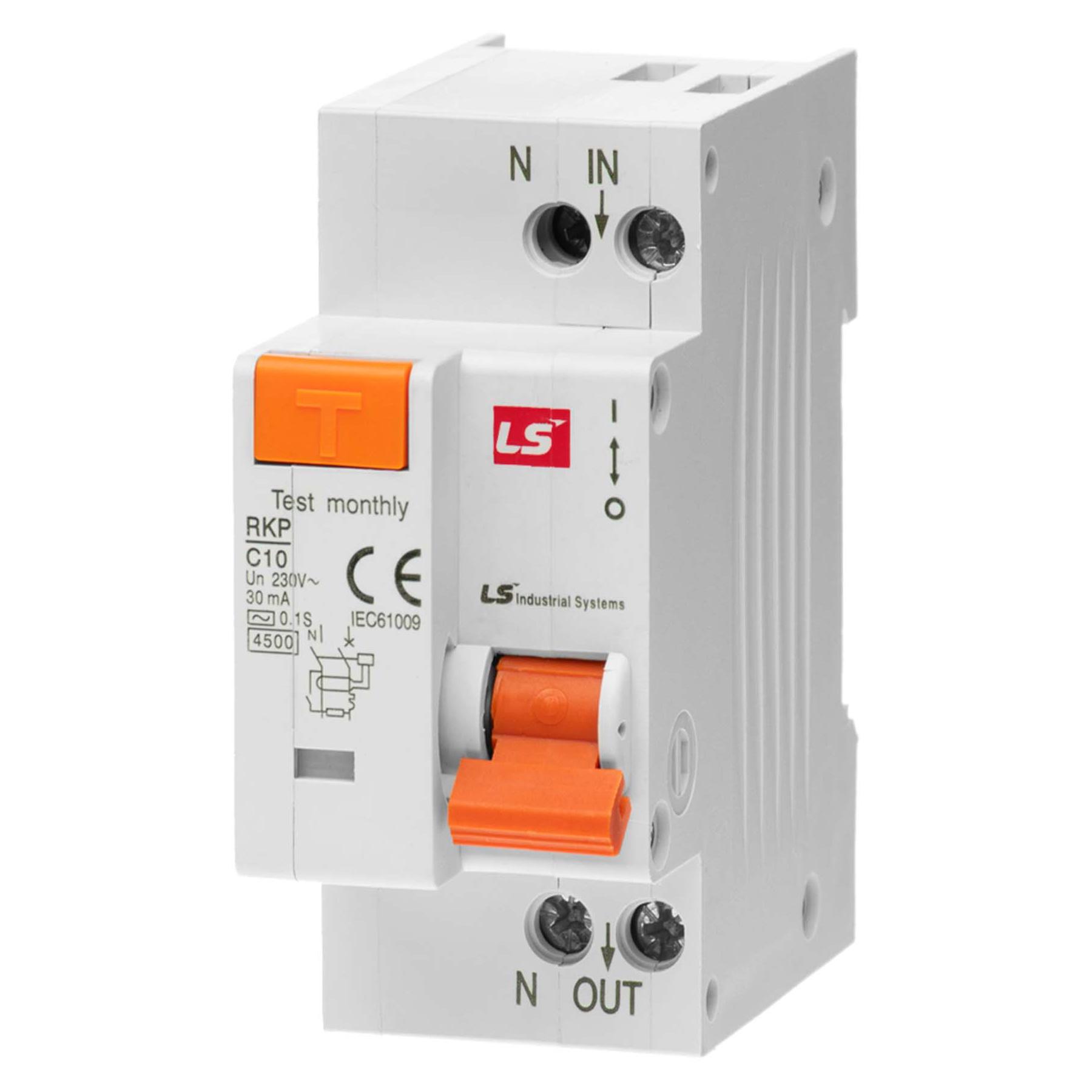 Дифференциальный выключатель LS Electric RKP 1P+N C10A 30 mA АС (062203728B)