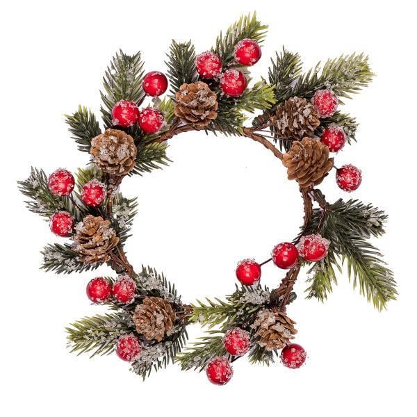 Вінок-свічник Yes! Fun з червоними ягодами і шишками 10 см (973959) Вінок-свічник Yes! Fun з червоними ягодами і шишками 10 см (973959)
