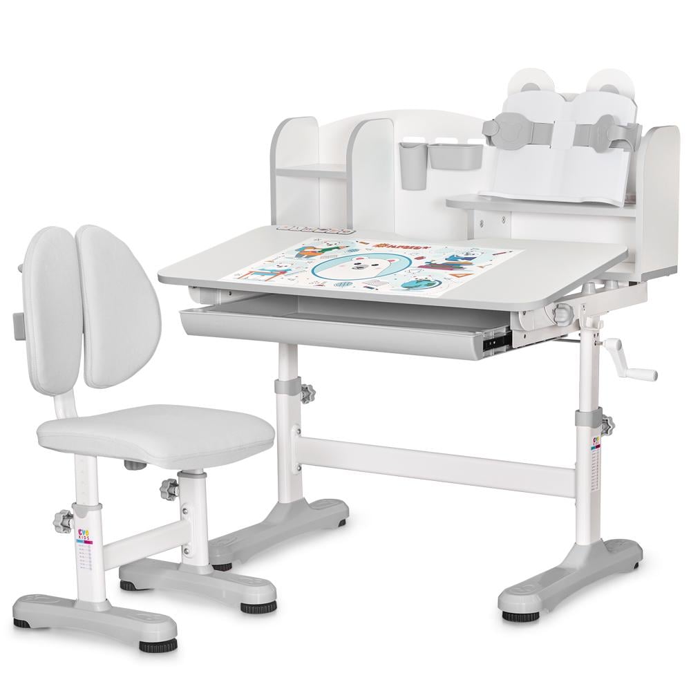 Парта дитяча шкільна зі стільцем Evo-kids BD-29 Panda XL Grey (BD-29 G)