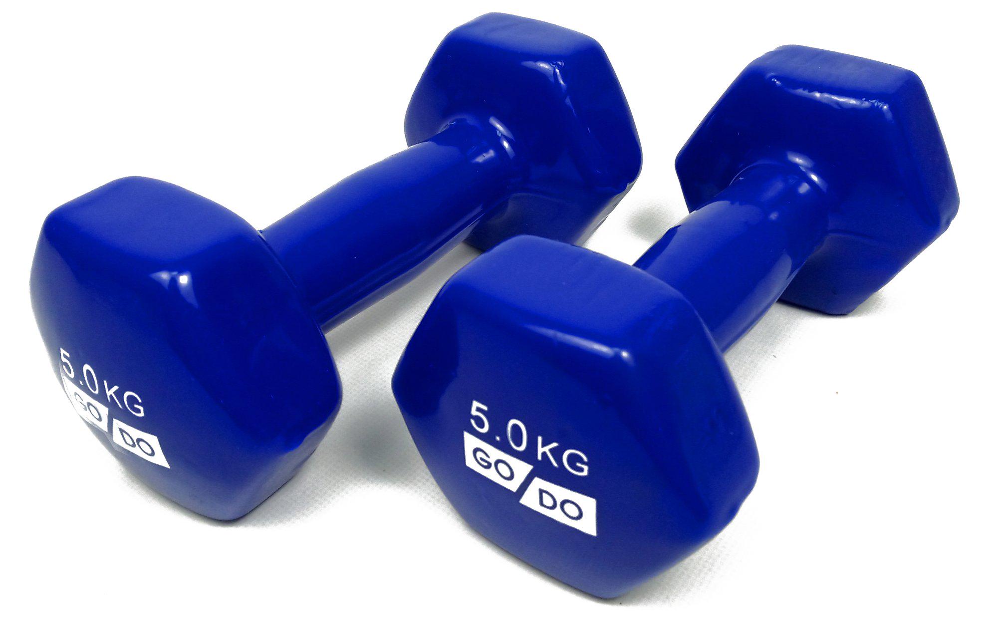 Гантели EasyFit GoDo с виниловым покрытием 5 кг Синий (EF-GD5Bl) - фото 2