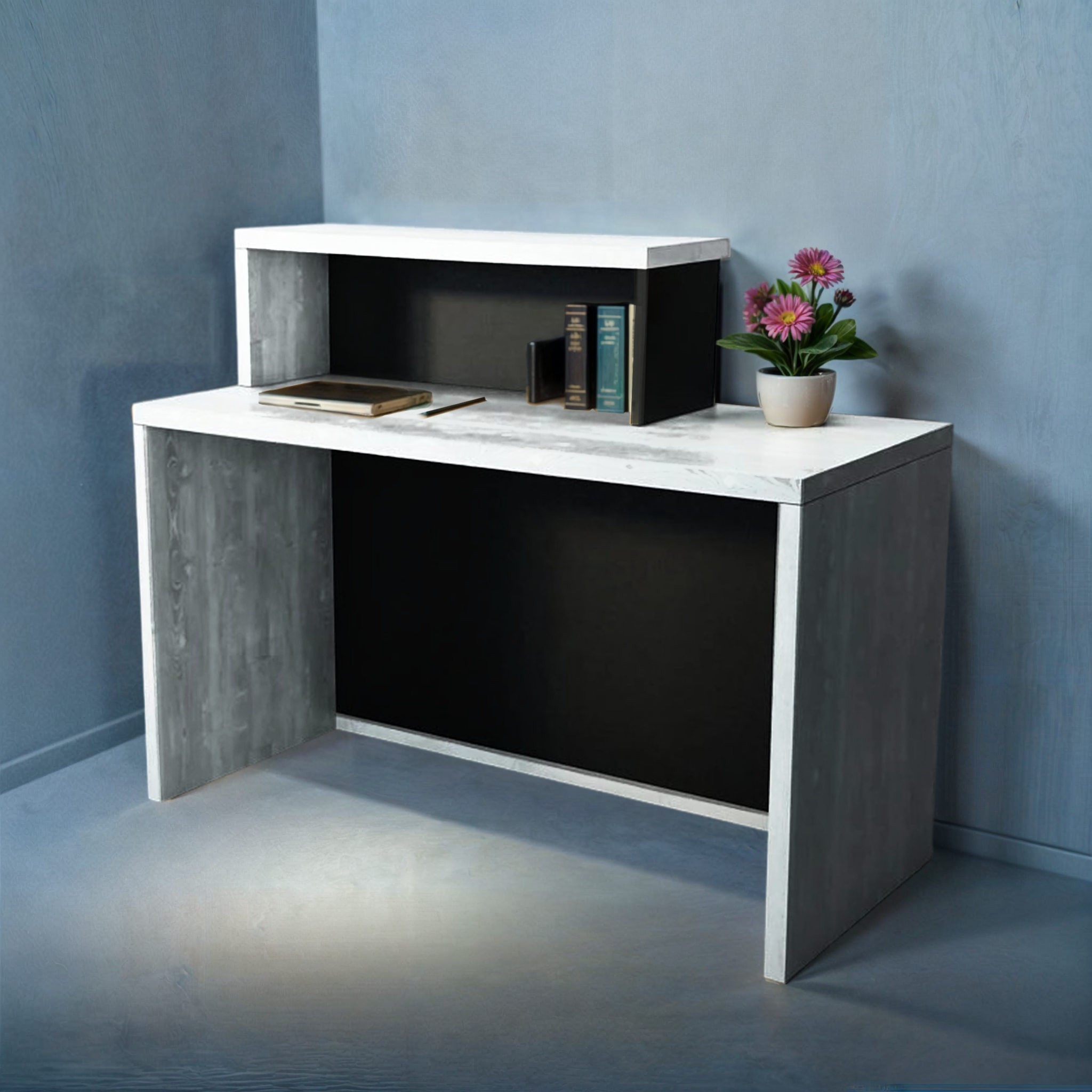 Стойка-ресепшн/4 Tobi Sho левосторонняя для офиса/салона с подсветкой 1600х600х1050 мм Дуб крафт белый/Черный (58679675) - фото 4 Стойка-ресепшн/4 Tobi Sho левосторонняя для офиса/салона с подсветкой 1600х600х1050 мм Дуб крафт белый/Черный (58679675) - фото 4