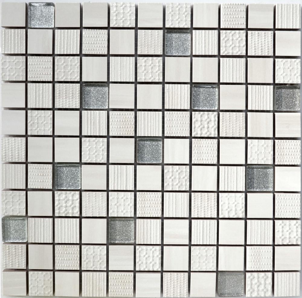 Мозаика декоративная Kotto Ceramica СМ 3043 С2 300x300x9 мм/25x25 мм Crem/Silver