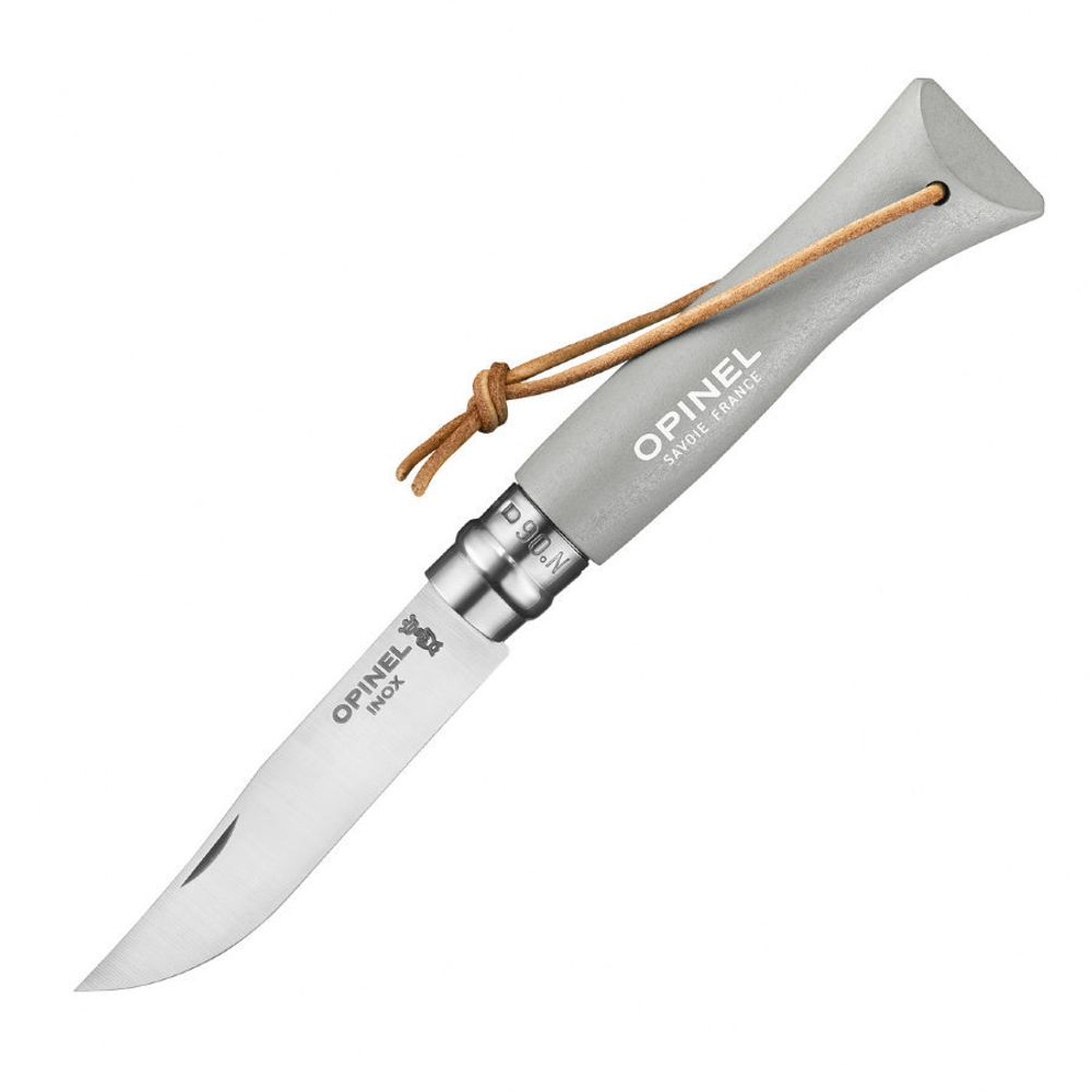 Нож складной Opinel 55-57 HRC Viroblock No6 Trekking 002202 со шнурком из нержавеющей стали 72 мм Серый (35795777)