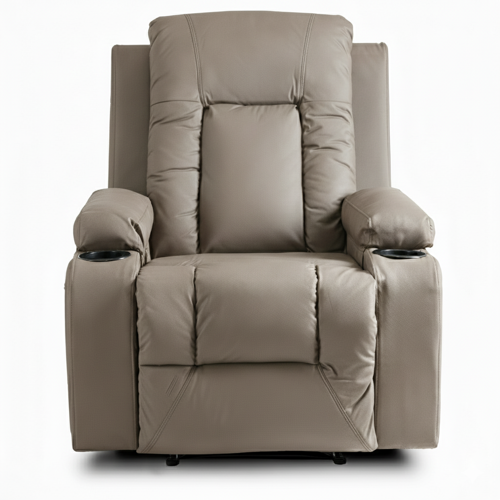 Кресло-реклайнер раскладное Prime Seat с массажем/подножкой до 125 кг Beige (2847084308)