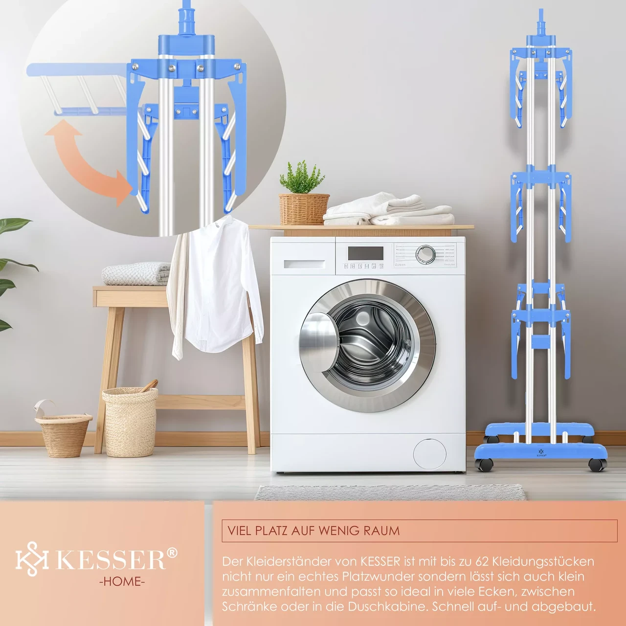 Сушарка для білизни KESSER 126 см 50 кг (4255598324533) - фото 5