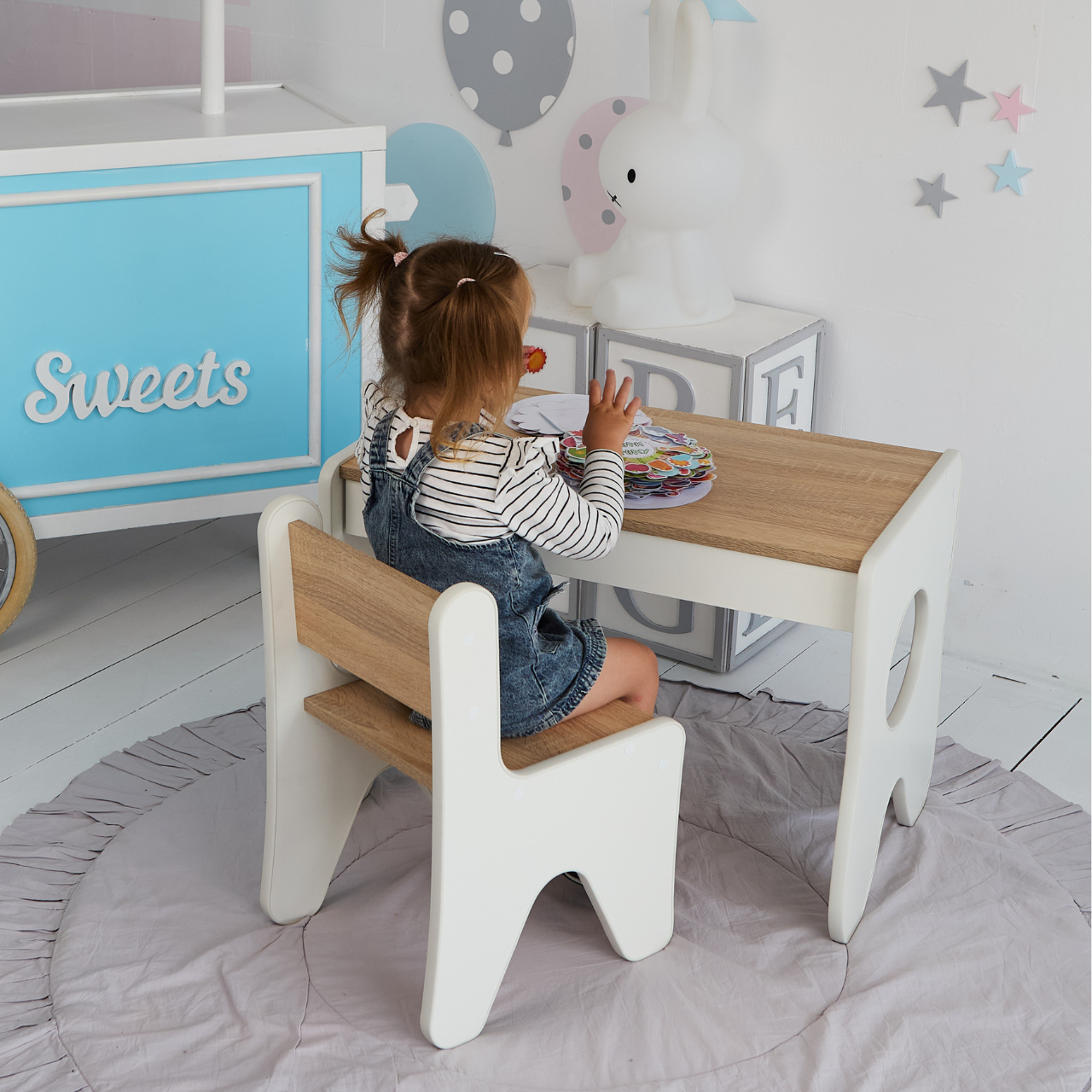 Стільчик в дитячу кімнату 55х37х33 см Білий з деревом - фото 4 Стільчик в дитячу кімнату 55х37х33 см Білий з деревом - фото 4